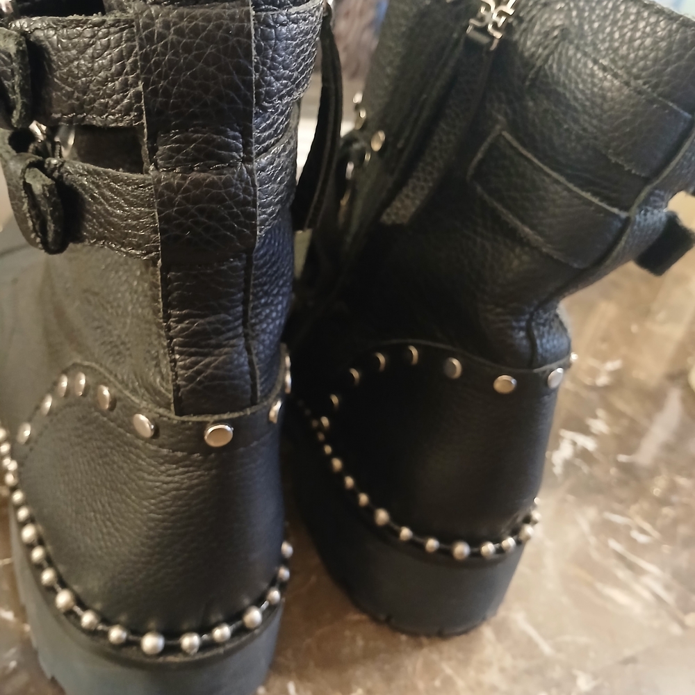 Sam Edelman Black Combat Boots with Silver Studs - Picture 11 of 11